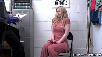 Shoplifter Sunny Lane taking the pervy officers dick deep inside her milf pussy and bounces on him